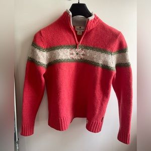 Woolrich 100% Wool Quarter Zip up in Coral Heather Medium Fair Isle